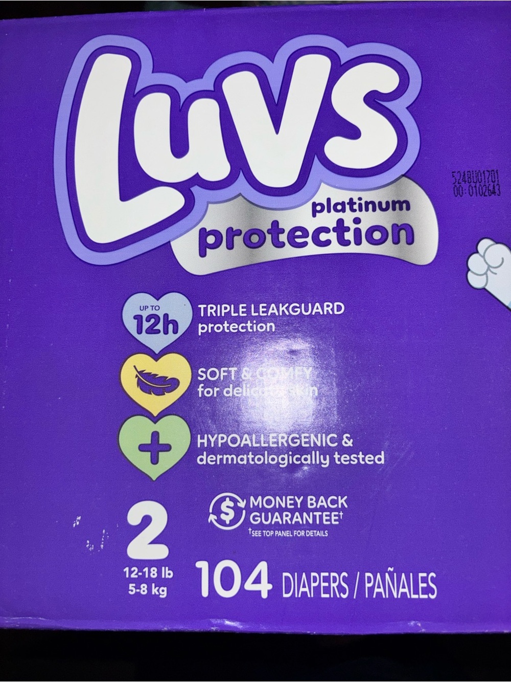 Luvs Platinum Protection Diapers - Purple - Size 2, 104 Count